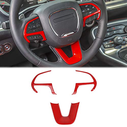 Voodonala for Challenger Steering Wheel Decoration Trim for 20152023 Dodge Challenger Charger for Durango 2014 for Jeep Grand Cherokee SRT8 2014 Red 3pcs - Image 1