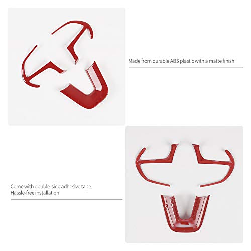 Voodonala for Challenger Steering Wheel Decoration Trim for 20152023 Dodge Challenger Charger for Durango 2014 for Jeep Grand Cherokee SRT8 2014 Red 3pcs - Image 3