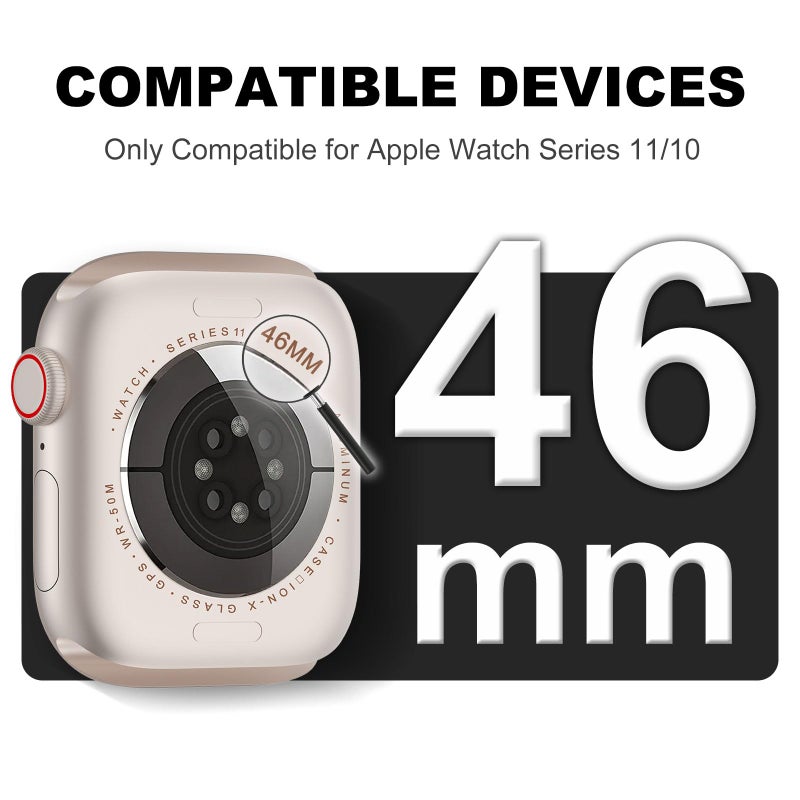 XYF Compatible for Crystal Clear Apple Watch Bands, 46mm Series 11 10 Bumper Case for Men Women Jelly Sport Cover Strap for iWatch Ultra 3 2 Series 11 10 9 8 7 SE 6 5 4 3 (Glitter Black, 46) - Image 3