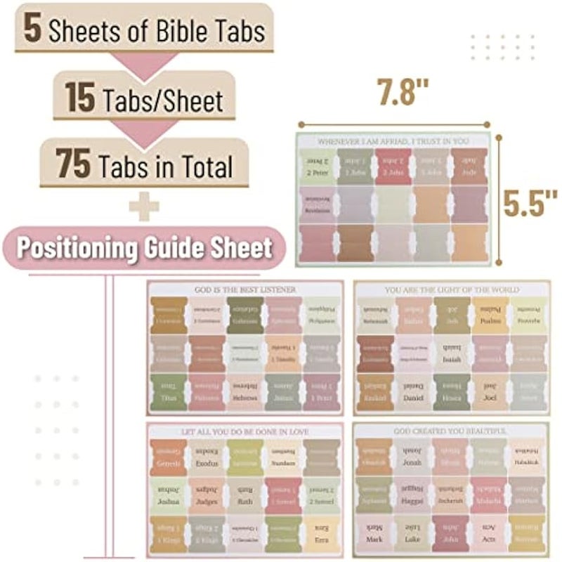 - Bible Tabs, 75 Tabs, Boho Theme, Laminated Bible Tabs for Women and Men, Bible Tabs for Study Bible, Bible Index Tabs, Bible Book Tabs, Bible Labels Tabs, Mr Pen Bible Tabs - Image 2