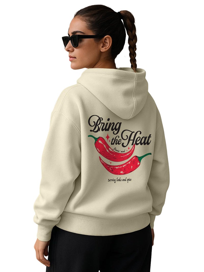 JUNEBERRY® Polycotton Spun Oversized Fit Drop Shoulder Hooded Sweatshirt Full Sleeves Back Graphic Printed Jumper Hoodie for Women (OS_JB_HD_BTH_MRS_L) - Image 1