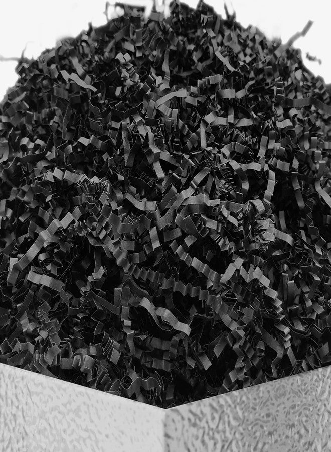 DOTUHAO Crinkle Cut Paper Shred Filler Black Crinkle Shredded Paper for Gift Box - Gift Basket Bag Filler - Grass Cushion Stuffing for Valentine's Day Halloween Holiday Packaging Wrapping - 4 oz - Image 1