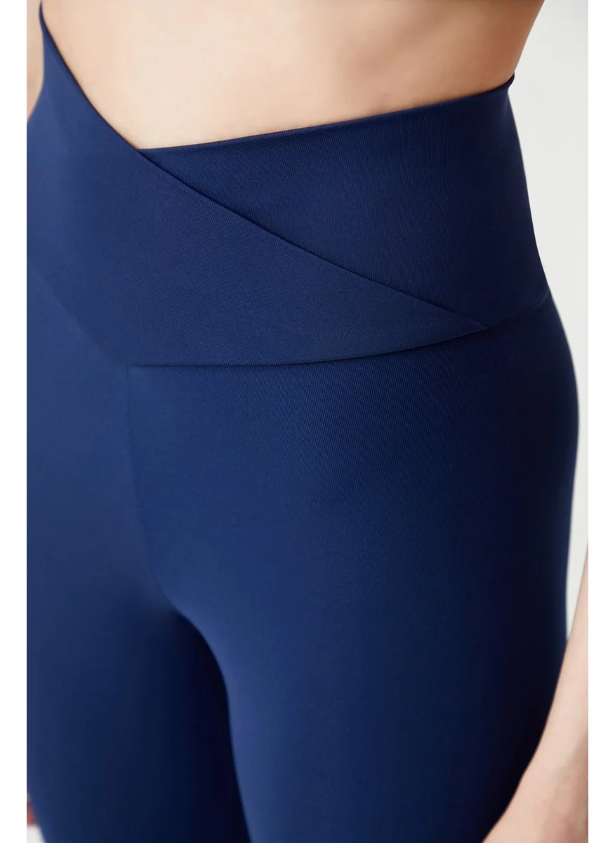 Los Ojos Navy Blue Cross Waist Detailed Tights Envelope