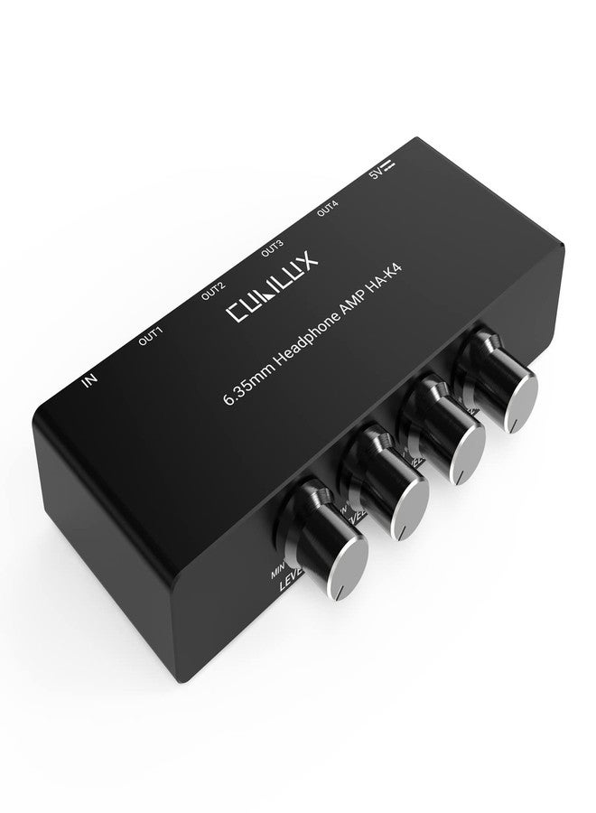 Cubilux 4-Channel 6.35 Headphone Amplifier Aluminum Audio Amp,Ultra-Low Noise Mini Earphone Splitter for Music Sharing/Monitoring, 1/4 "TRS Headphone Output and TRS Audio Input-DC 5V Power Supply - Image 1
