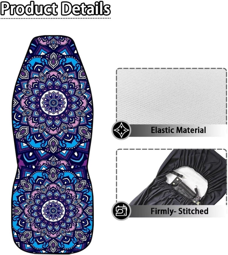TOADDMOS Boho Mandala Car Seat Covers Front Set Floral Premium Polyester Seat Covers Comfort Decorative Front Bucket Seat Cover for Cars Sedans Truck SUV Vans - Image 4