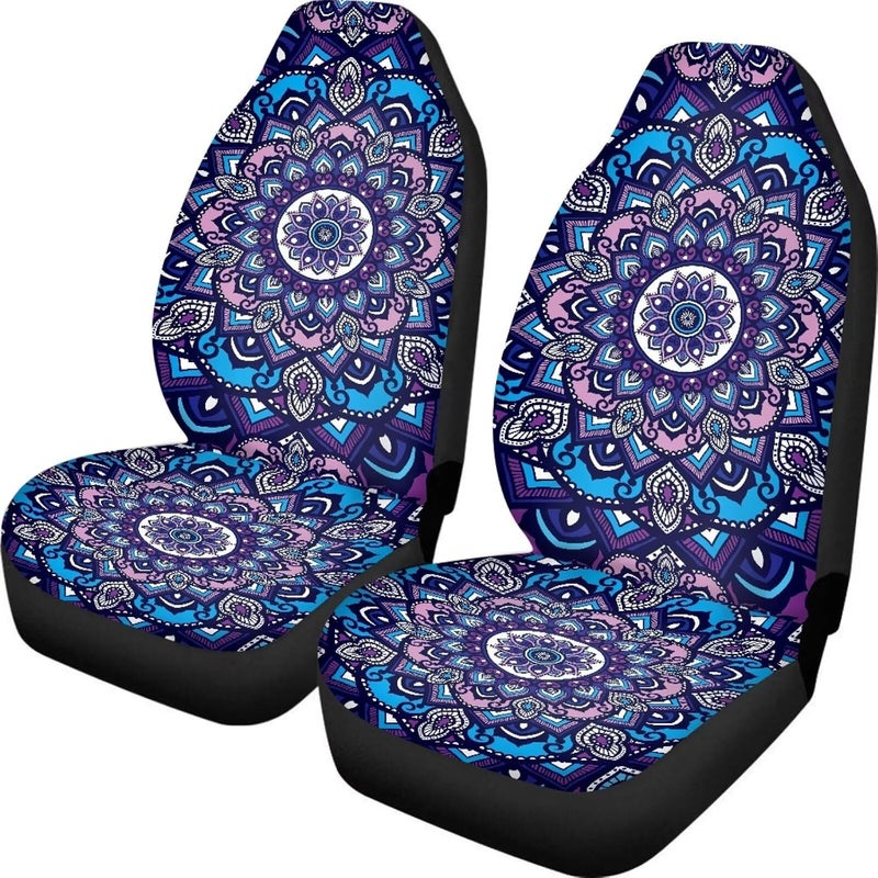 TOADDMOS Boho Mandala Car Seat Covers Front Set Floral Premium Polyester Seat Covers Comfort Decorative Front Bucket Seat Cover for Cars Sedans Truck SUV Vans - Image 1