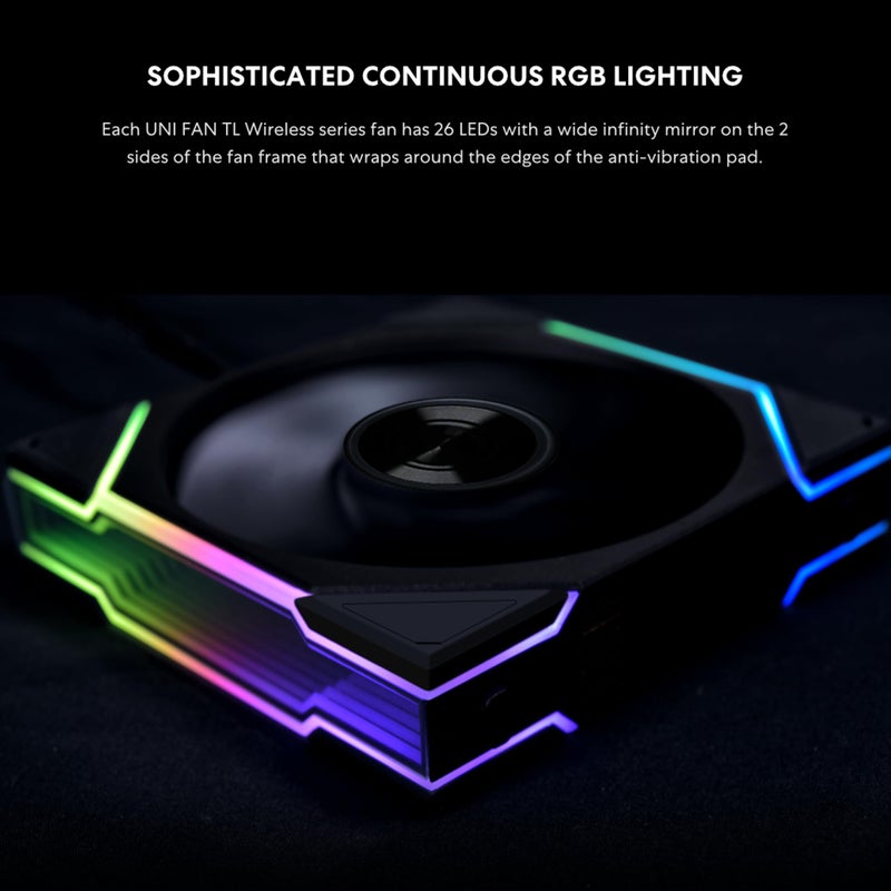 Lian Li UNI Fan TL LCD Wireless 120-Triple Pack-2.4 GHz Wireless Signal ARGB Fan-Infinity Mirror-Daisy-Chain Design-Customizable Lighting Effects-Controller Included & Required - White (12TLLCD1W3W) - Image 5