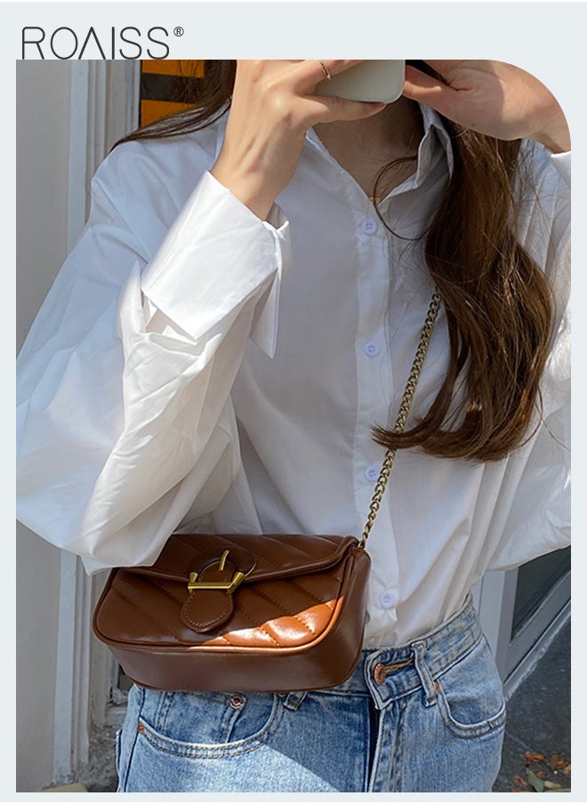 roaiss Women Shoulder Handbags White Crossbody Purse PU Leather Crossbody Bags for Women Quilted Crossbody Bag Women Leather Flap Chain Shoulder Mini Bags  - Image 5