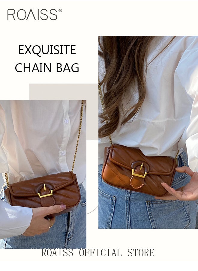 roaiss Women Shoulder Handbags White Crossbody Purse PU Leather Crossbody Bags for Women Quilted Crossbody Bag Women Leather Flap Chain Shoulder Mini Bags  - Image 4