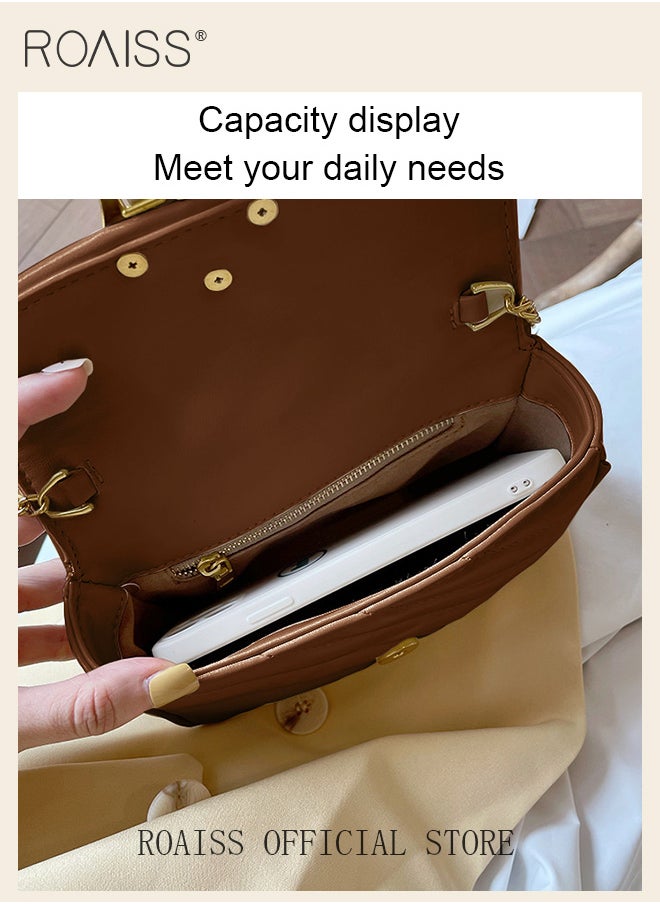 roaiss Women Shoulder Handbags White Crossbody Purse PU Leather Crossbody Bags for Women Quilted Crossbody Bag Women Leather Flap Chain Shoulder Mini Bags  - Image 3