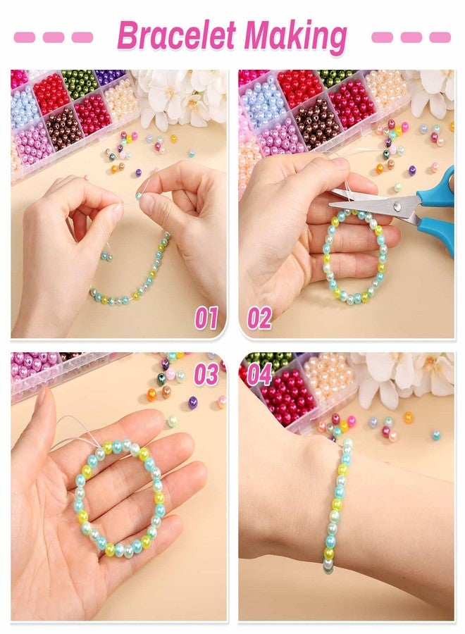 Audab 4500Pcs 6mm Pearl Beads for Bracelets Making 56 Colors, Small Round Pearl Bracelet Beads for Crafts, Jewelry, Necklace Earrings Bracelets - Image 5