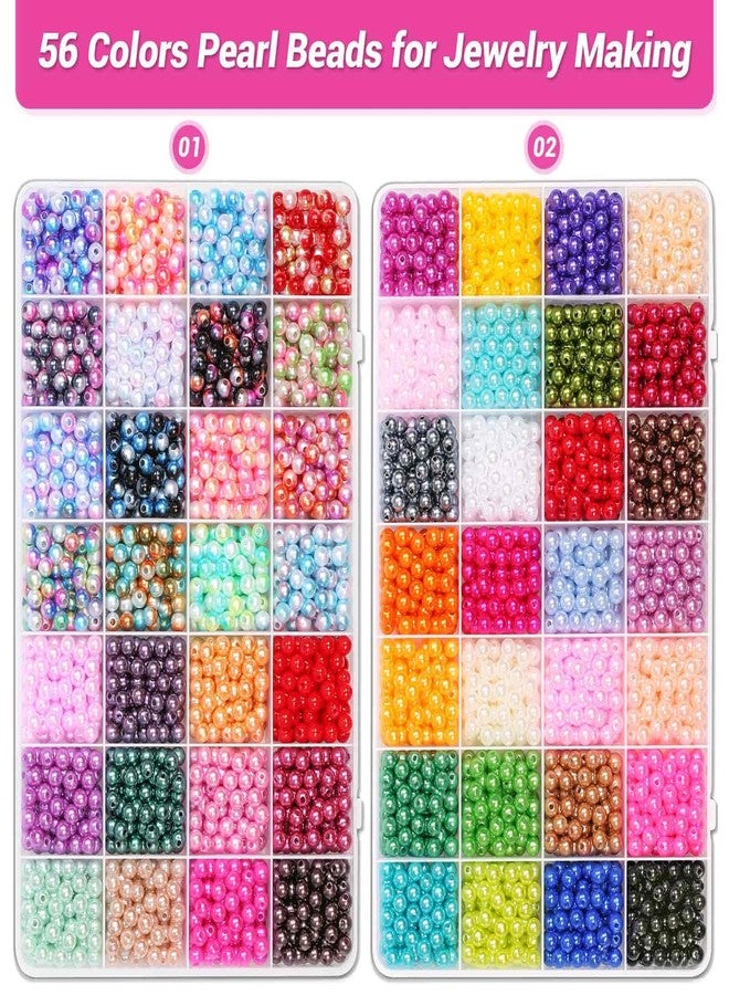 Audab 4500Pcs 6mm Pearl Beads for Bracelets Making 56 Colors, Small Round Pearl Bracelet Beads for Crafts, Jewelry, Necklace Earrings Bracelets - Image 2