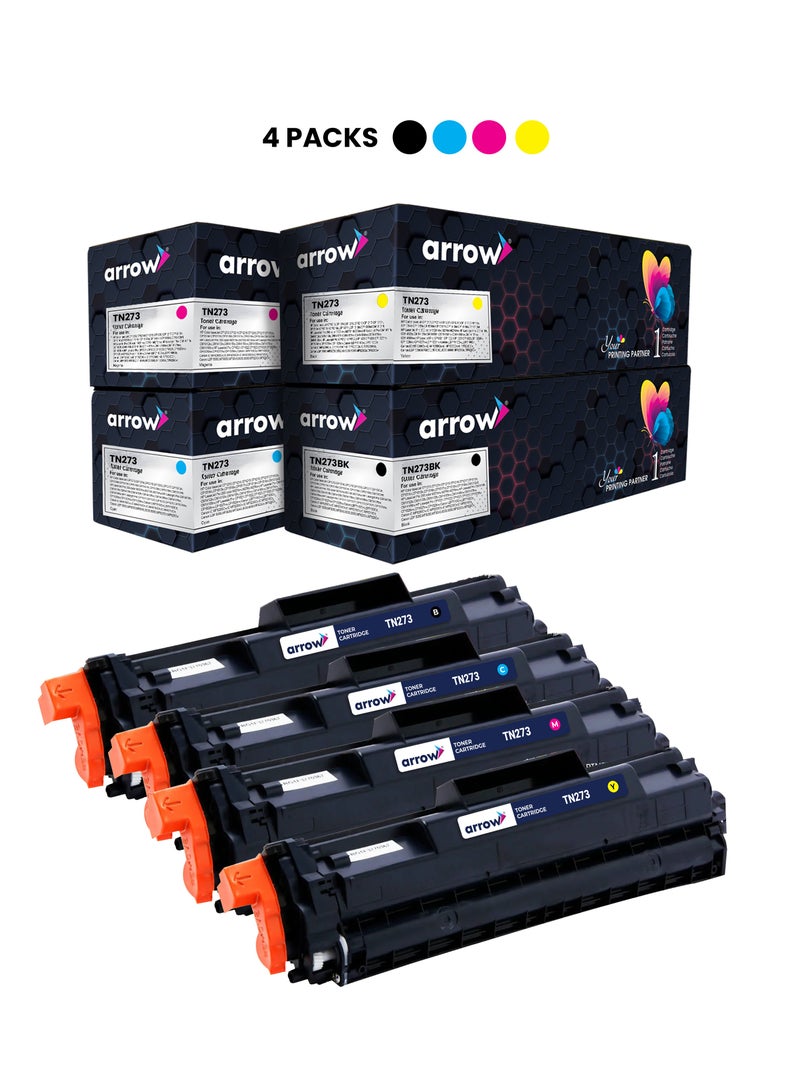 ARROW TONER CARTRIDGE TN273 FULL SET OF 4 PACK BLACK,CYAN,YELLOW,MAGENTA Replacement For Brother HL L3210CW/L3230CDW/L3710CDW/L3270CDW/L3290CDW DCP-L3510CDW/L3550CDW/L3551CDW MFC-L3710CW/3730CDW/L3750CDW/L3770CDW/L3745CDW - Image 1