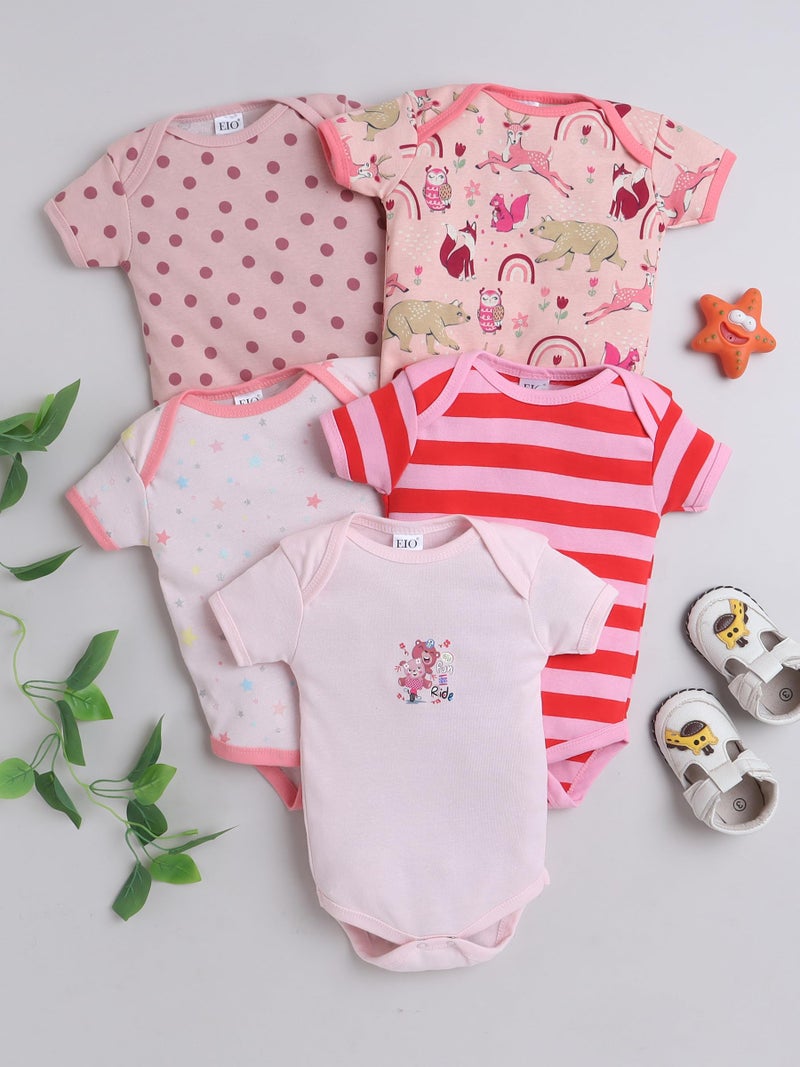 EIO Newborn Baby Cotton Romper Sleepsuit | Half Sleeve Jumpsuit Bodysuit for Boys & Girls | Soft Breathable Baby Clothes Combo Pack - Image 2