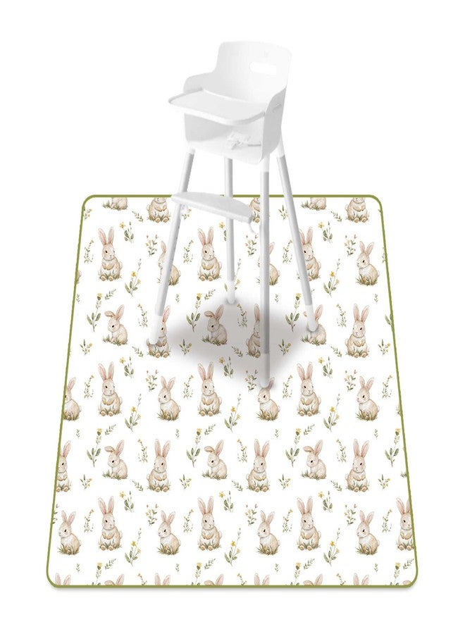 CoolaPeach Baby Splat Mat for Under High Chair, 51 x 51 Inch Wipeable Splash Mat，Floor Protector，Wipe-Clean Tablecloth and Playing Mat (Rabbit) - Image 1