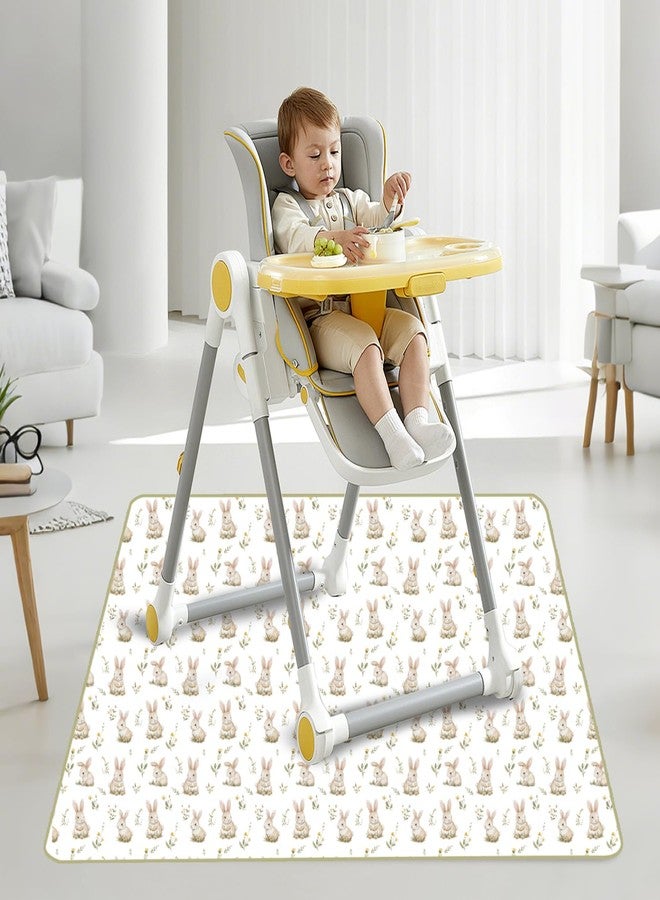 CoolaPeach Baby Splat Mat for Under High Chair, 51 x 51 Inch Wipeable Splash Mat，Floor Protector，Wipe-Clean Tablecloth and Playing Mat (Rabbit) - Image 2