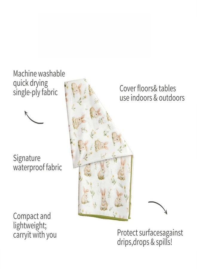 CoolaPeach Baby Splat Mat for Under High Chair, 51 x 51 Inch Wipeable Splash Mat，Floor Protector，Wipe-Clean Tablecloth and Playing Mat (Rabbit) - Image 5