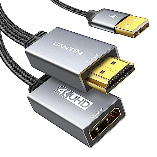 UANTIN HDMI to DisplayPort Adapter | 4K@60Hz Active HDMI 2.0 Male to DP 1.2 Female Converter Uni-Directional HDMI Cable Support HDCP 2.2 for PC,AMD,NVIDIA,Dell,HP,Mac,NS,PS5,Xbox One/Series X - Image 1