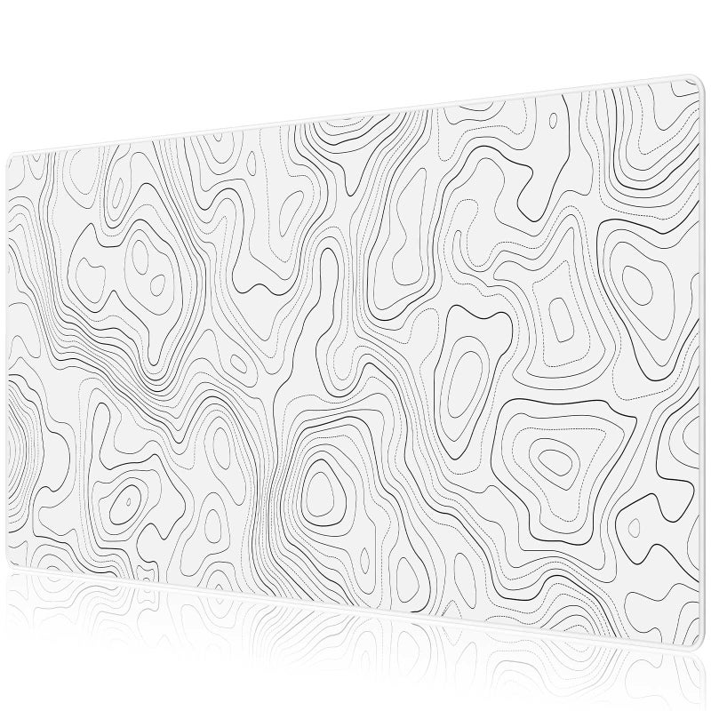 JIALONG White Topographic Large Gaming Mouse Pad, XXL Mousepad, Big Mouse Mat Desk Pad for Keyboard and Mouse, Gaming Computer Laptop PC Desk Office Accessories - Image 1