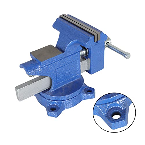 findmall 4-1/2 Inch Bench Vise, Swivel Base Bench, Heavy-Duty Utility Combination, Home Vise Fit for Lathe Processing - Image 5