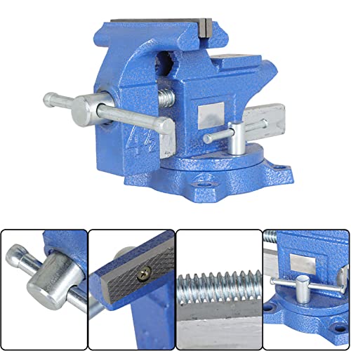 findmall 4-1/2 Inch Bench Vise, Swivel Base Bench, Heavy-Duty Utility Combination, Home Vise Fit for Lathe Processing - Image 3