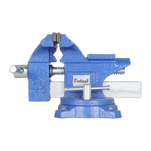findmall 4-1/2 Inch Bench Vise, Swivel Base Bench, Heavy-Duty Utility Combination, Home Vise Fit for Lathe Processing - Image 1