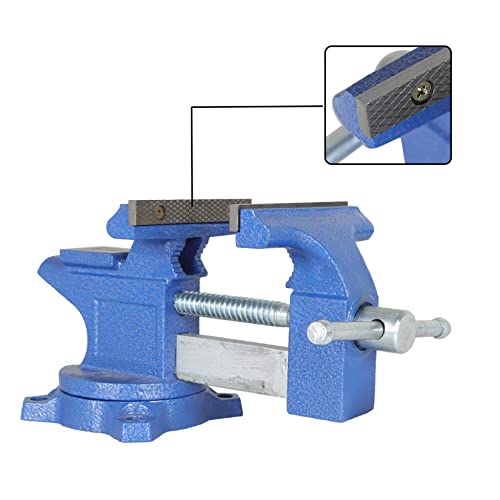 findmall 4-1/2 Inch Bench Vise, Swivel Base Bench, Heavy-Duty Utility Combination, Home Vise Fit for Lathe Processing - Image 4