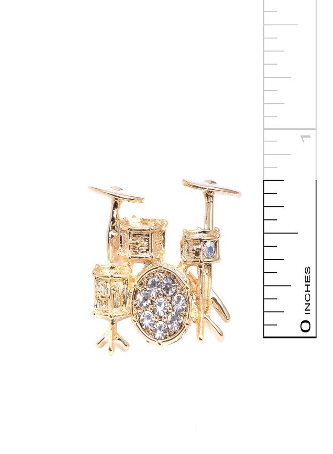 Spinningdaisy Tiny Jewel Crystal Drum Set Brooch Pin (Gold) - Image 5