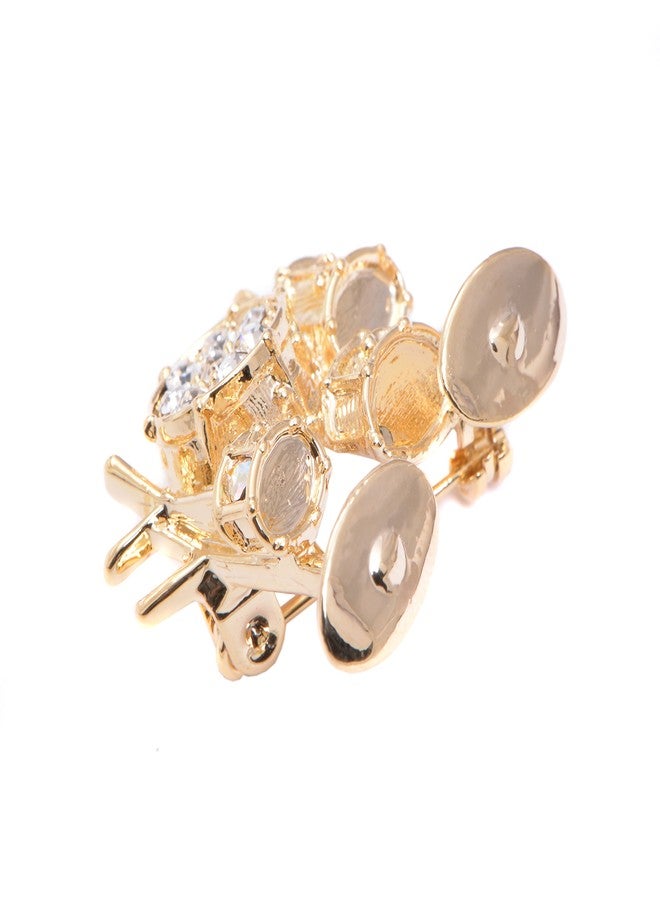 Spinningdaisy Tiny Jewel Crystal Drum Set Brooch Pin (Gold) - Image 2