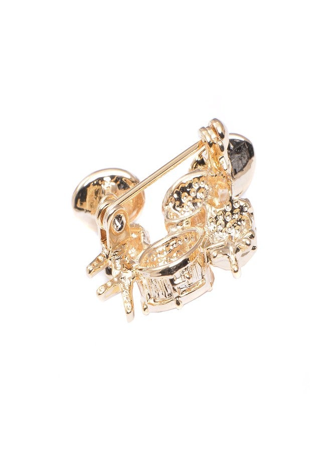 Spinningdaisy Tiny Jewel Crystal Drum Set Brooch Pin (Gold) - Image 3