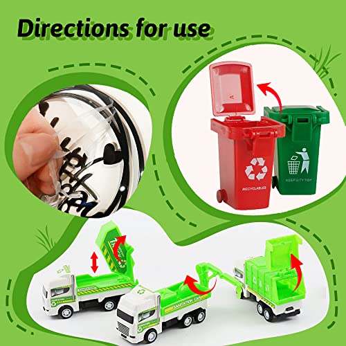 KDPATFAV 17PCS Garbage Truck Cake Topper Trash Truck Cake Decorations Trash Can Birthday Party for Waste Management Party Supplies - Image 5