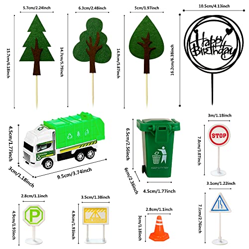 KDPATFAV 17PCS Garbage Truck Cake Topper Trash Truck Cake Decorations Trash Can Birthday Party for Waste Management Party Supplies - Image 2