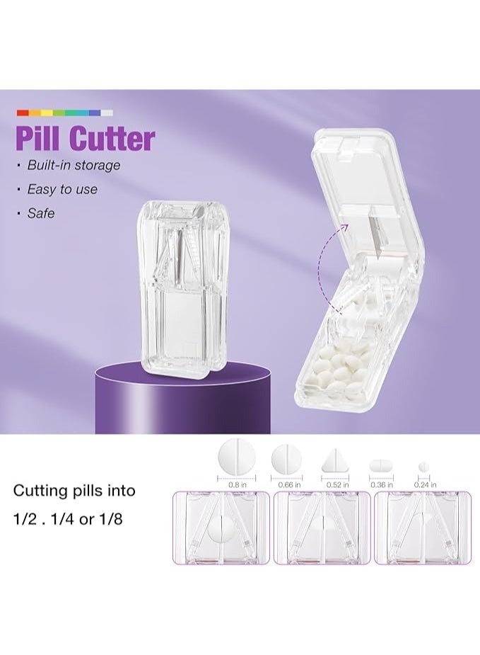 LENND Pill Organizer 3 Times a Days, Medicine Organizer Box with Portable Hard Shell and Pill Cutter, 31 Day Pill Box with Monthly and Weekly Sticker - Image 2