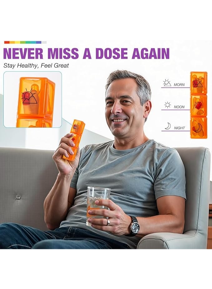 LENND Pill Organizer 3 Times a Days, Medicine Organizer Box with Portable Hard Shell and Pill Cutter, 31 Day Pill Box with Monthly and Weekly Sticker - Image 3