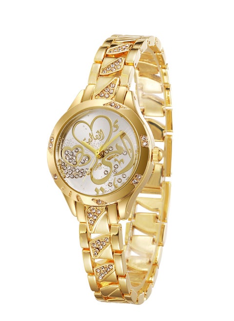 My dear mother, a women's stainless steel watch encrusted with crystals, gold color