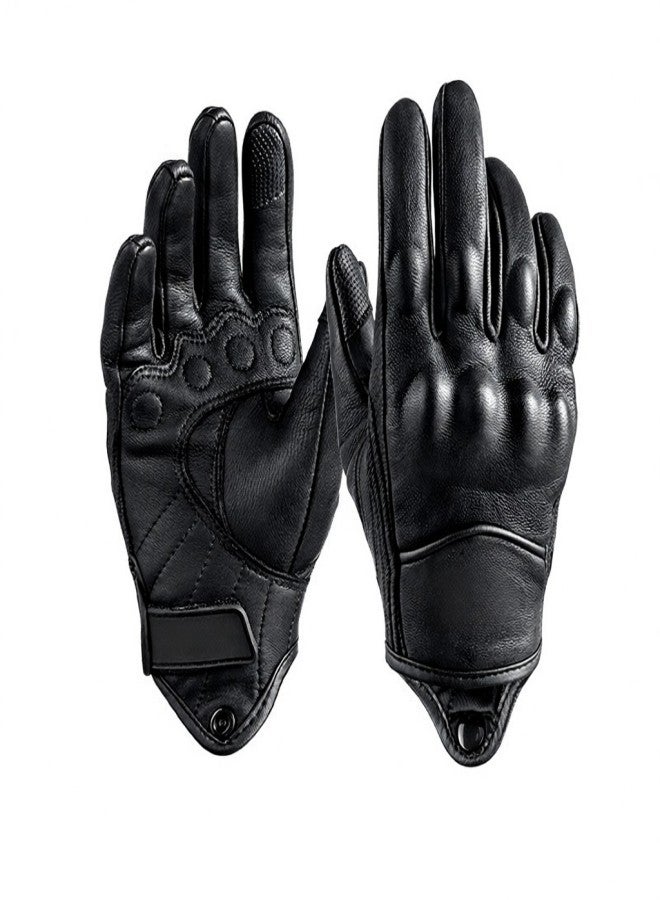 BSDDP Genuine Sheepskin Gloves Breathable Full-fingers Durable Perforated Leather Gloves Hand Protector for Racing Motor Cycling - Image 1