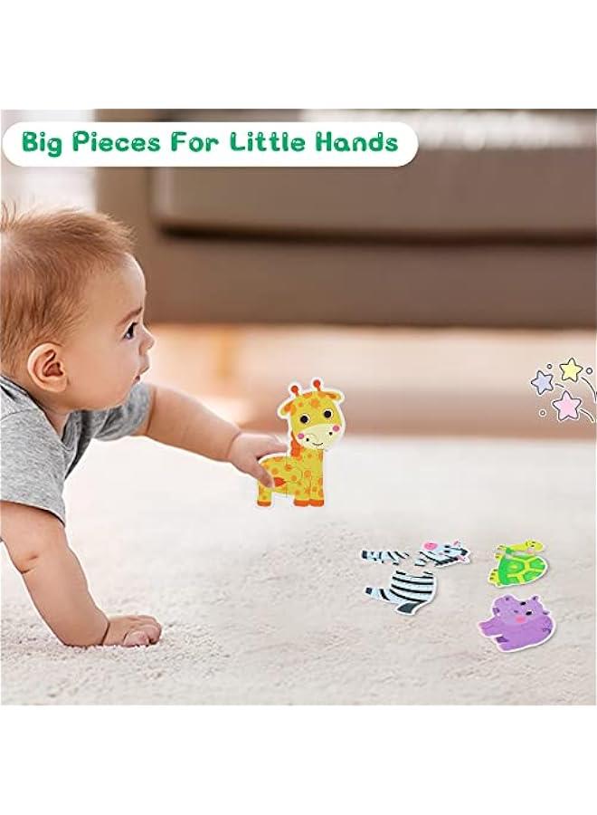 6 Packs Safari Animals Shaped Wooden Jigsaw Puzzles for Toddlers Ages 1-3, Level-up Puzzles for Beginner, Montessori Learning Toys Preschool Educational Activity for Kids Ages 2-5 - Image 4