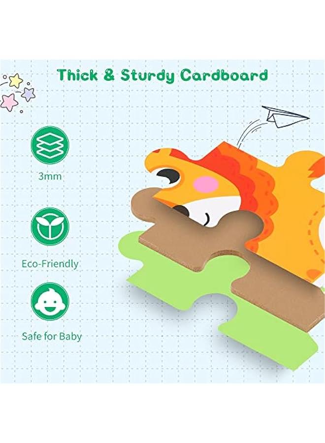 6 Packs Safari Animals Shaped Wooden Jigsaw Puzzles for Toddlers Ages 1-3, Level-up Puzzles for Beginner, Montessori Learning Toys Preschool Educational Activity for Kids Ages 2-5 - Image 5