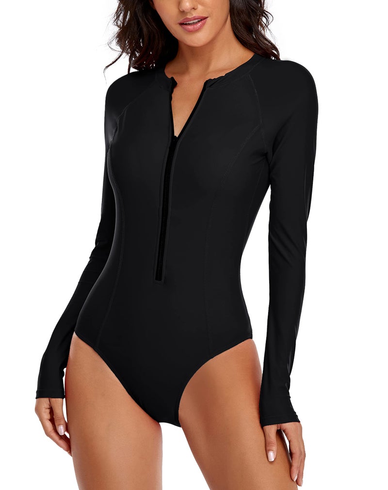 YATEEN Womens Athletic Training Swimsuit Long Sleeve Rashguard - Image 2