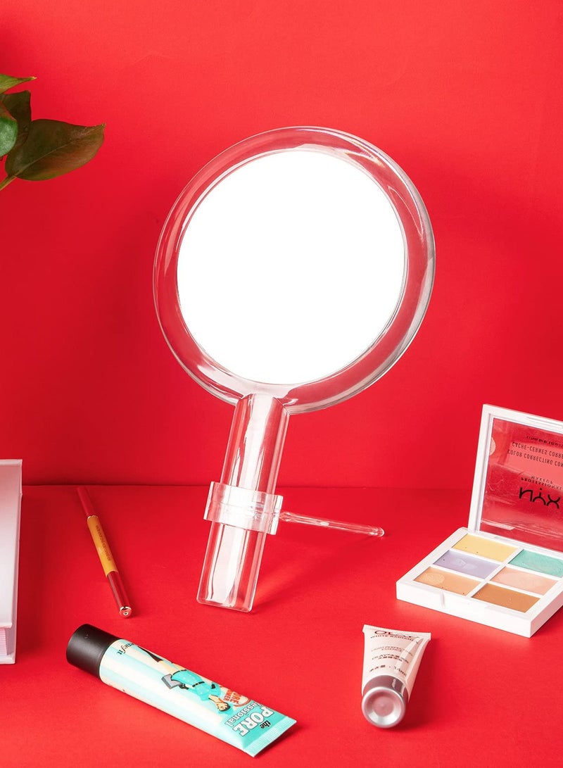 KASTWAVE مرآة محمولة مزدوجة الجوانب مع حامل 1X/10X مرآة مكبرة مع مقبض واضحة مرآة محمولة مزدوجة الجوانب للمكياج، أدوات المكياج للنساء والفتيات، ملحقات المنزل والسفر - Image 3