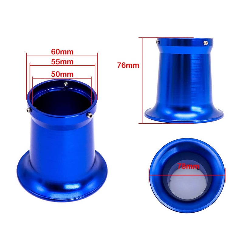 Generic ZSDTRP Velocity Stack Motorcycle Carburetor Air Filters Carb Funnel Trumpet 50/55/63mm Carburador Intake Wind Horn Cup CNC Aluminum Alloy for Honda Yamaha ATV Dirt Bike Quad (55mm,blue,long)  - Image 2