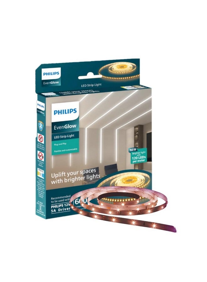PHILIPS LED Profile Light for Ceiling | 5-Meter 120 LED Strip Light for Home Decoration | Even Glow, Natural White | Pack of 1 (Driver Required Separately) Polycarbonate - Image 1