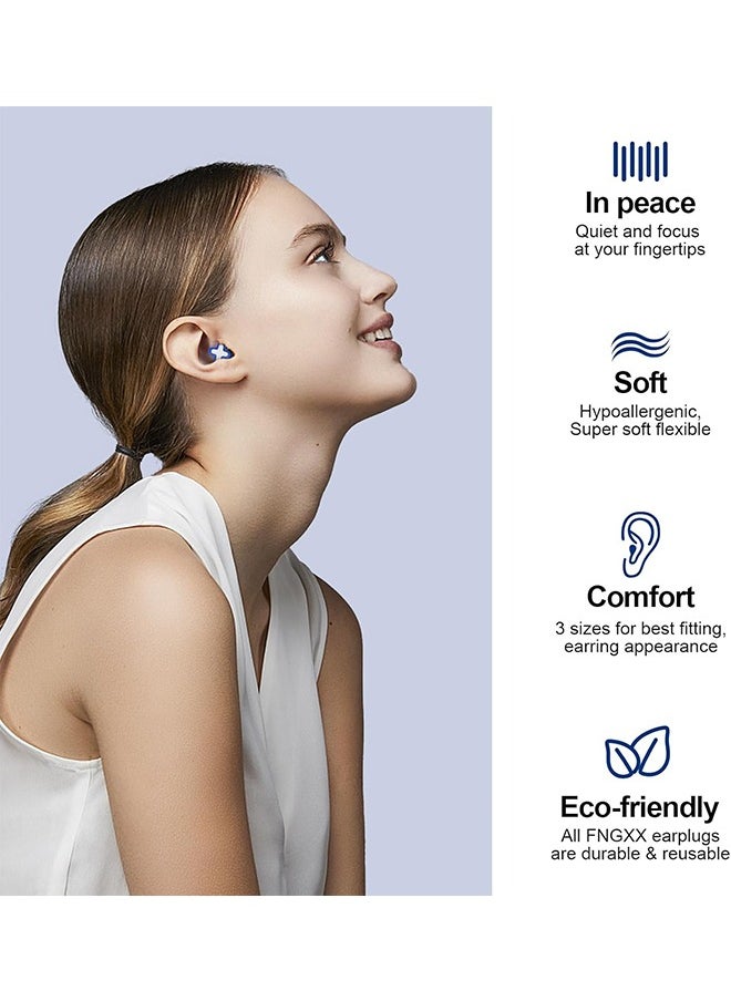 Lemon Ear Plugs for Noise Reduction, Reusable Flexible Silicone EarPlugs for Sleeping, Concerts, Motorcycles, Airplanes & Noise Sensitivity, Three Sizes (S/M/L) - 35dB Noise Cancelling (Blue)  - Image 5