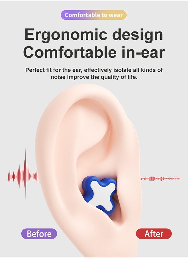 Lemon Ear Plugs for Noise Reduction, Reusable Flexible Silicone EarPlugs for Sleeping, Concerts, Motorcycles, Airplanes & Noise Sensitivity, Three Sizes (S/M/L) - 35dB Noise Cancelling (Blue)  - Image 3