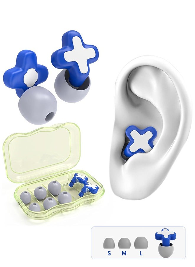 Lemon Ear Plugs for Noise Reduction, Reusable Flexible Silicone EarPlugs for Sleeping, Concerts, Motorcycles, Airplanes & Noise Sensitivity, Three Sizes (S/M/L) - 35dB Noise Cancelling (Blue)  - Image 1