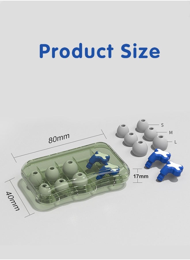 Ear Plugs for Noise Reduction, Reusable Flexible Silicone EarPlugs for Sleeping, Concerts, Motorcycles, Airplanes & Noise Sensitivity, Three Sizes (S/M/L) - 35dB Noise Cancelling (Blue)