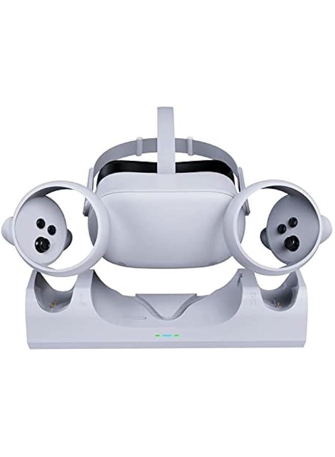 قاعدة شحن لـ Oculus Quest 2/Meta Quest 2، حامل شحن لسماعة الرأس VR متوافق مع ملحقات Oculus Quest 2، محطة شحن مثبتة على الحائط، كابل USB-C رابط - Image 1