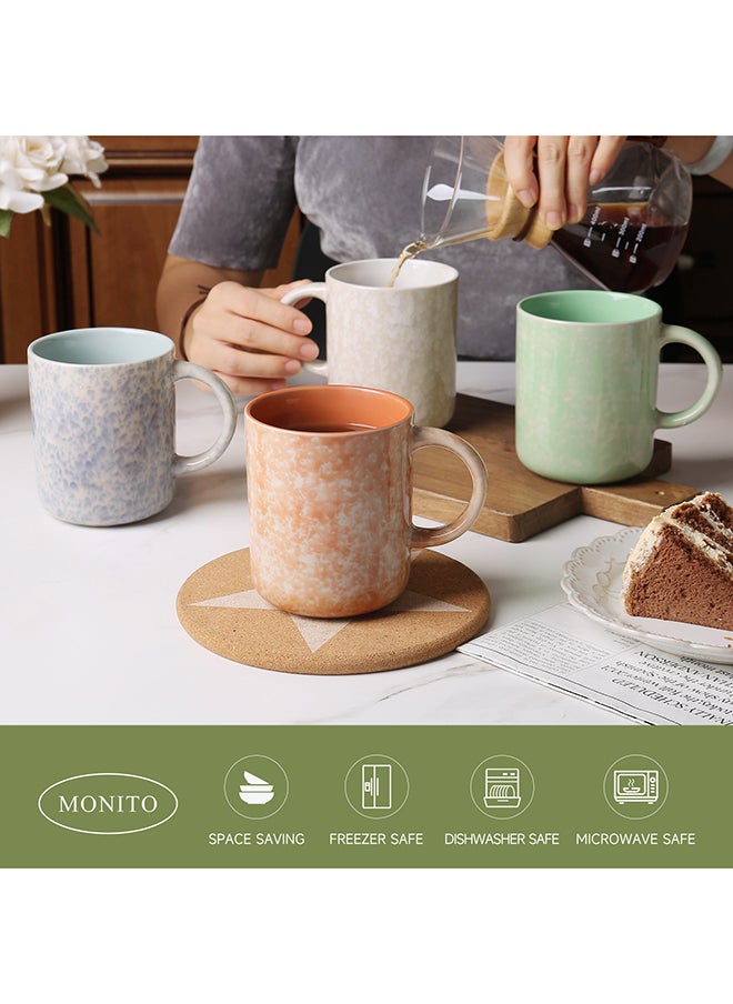 17 OZ Coffee Mugs Set of 4, Ceramic Modern Coffee Mugs Set with handle for Tea/Latte/Milk/Cocoa. (colorful-plus, 4 Count（Pack of 1）)