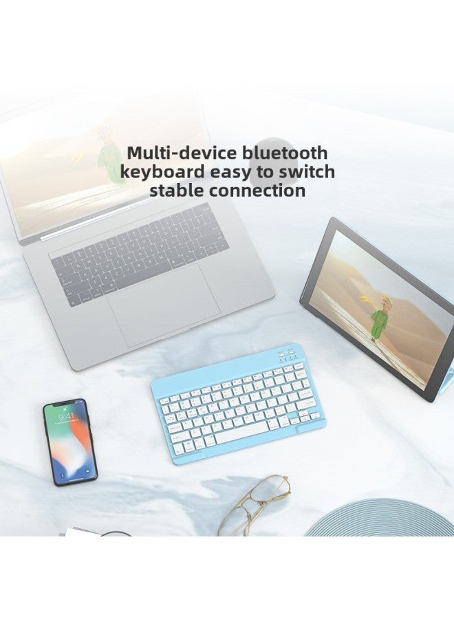 لون لوحة لوحة المفاتيح اللاسلكية بلوتوث لجهاز Ipad Lenovo Xiaomi Huawei Learning Machine Tablet لوحة المفاتيح الخارجية - اللون: سماوي - Image 2