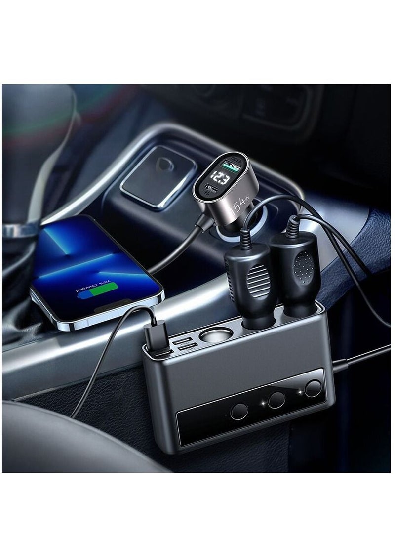 KASTWAVE Car Charger Adapter, 9 in 1, 3 Socket Cigarette Lighter Splitter with PD/QC 3.0 * 2 Charge(3.3FT Cable), Cast Charge, Independent Switches DC Cigarette Outlet Car Charger for All Car Devices - Image 4